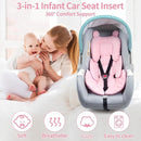 3in1 Reversible Carseat Head Body Support Newborn,3D Minnky Infant Car Seat Insert,Extra Soft Breathable Baby Car Seat Pillow Cushion Boys Girls,fit Stroller,Bouncer,Swing(Pink) by TinyTreasures Baby Boutique
