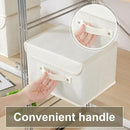 Storage Boxes, Collapsible Storage Bins with Lids, Cotton and linen cloth Storage Baskets with Handle, for Books, Closet, Bedroom, Home, 10.2x7.9x6.7 in, Beige by CozyNest Decor