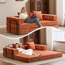Convertible Sleeper Sofa Bed, Compression Folding Sofa with Pillow, No Assembly Required, Shape Frame, Floor Sofas Lounge Couch for Living Room, Bedroom, Small Spaces (Chenille, 77''W, Orange) by CozyNest Decor