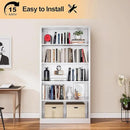 66" Tall Metal Bookcase, 5 Shelf White Bookcase with Adjustable Shelves, Large Bookshelves and Bookcases, Modern Book Shelf Storage Organizer for Living Room, Home Office, Library by CozyNest Decor