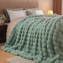 Lotus Karen Faux Fur Throw Blanket Sage Green - Big Bubble Rabbit Fluff Blanket for Couch Bed Sofa,Softest Fluffy Fuzzy Cozy Blanket,Plush Thick Furry Shaggy Warm Blankets for Women,90x90 Inches by CozyNest Decor