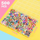 Gionlion 500 Pcs Polymer Clay Beads Bracelet Making Kit，24 Style Animal Fruit Flower Butterfly Bunny Pony Letter Beads Charms for Jewelry Making, DIY Art and Crafts Toys Gifts for 4+ Year Old Kids by TinyTreasures Baby Boutique