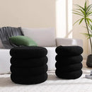 ONEVOG 16 Inch Small Ottoman Foot Rest, Sherpa Storage Ottoman for Toys, Black Vanity Stool Soft Tufted Fabric Pouf, Footstool Seat for Living Room, Dorm, Bedroom by CozyNest Decor