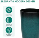 Tall Outdoor Planters, Set of 2 Large Flower Pots for Outdoor Plants, with Gradient Turquoise Finish, Weather-Resistant for Porch, Garden, Patio by CozyNest Decor