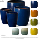 Emissary Home and Garden Bullet 11.5 in. Blue Ceramic Round Planter (11.5 in. L x 11.5 in. W x 14 in. H) with Drainage Hole by CozyNest Decor