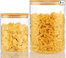 Extra Large Glass Flour and Sugar Storage Containers with Airtight lid,105 floz x1 & 48 floz x1 [Set of 2] Big Glass Jars with Bamboo Lids, Air Tight Food Jar for Cereal, Pasta, Rice, Coffee by CozyNest Decor