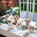 NUPTIO Wooden Box for Centerpiece Wedding: 12 Pcs Rustic Square Planter Box Farmhouse Table Fall Decor - 4×4" & 5×5" Whitewashed Small Wood Vases Flower Pots for Windowsill Home Garden by GreenHaven Gardens