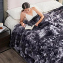 Cozy Bliss Faux Fur Throw Blanket for Couch, Fuzzy Soft Plush Thick Bubble Blanket for Sofa Bedroom Living Room, 60 * 80 Inches Tie Dye Black by CozyNest Decor