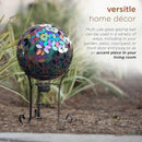 Alpine Corporation 10" Diameter Indoor/Outdoor Glass Mosaic Gazing Globe Yard Decoration, Purple Pearlized Petals Design by GreenHaven Gardens