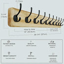 Dseap Coat Rack Wall: 38-1/4" Long, Patented, Heavy-Duty, 10-Double-Hooks Wooden Wall Mounted Coat Rack Coat Hanger Hook Rail for Winter Coats Hat Jacket Clothing, Light Brown by CozyNest Decor