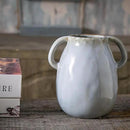Gray Ceramic Vase with 2 Handles, Modern Farmhouse Decor, Rustic Terracotta Pottery, Decorative Flower Vases, Clay Small Vase, Centerpiece for Dining Table - 7 Inch Tall by GreenHaven Gardens