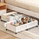 Under Bed Storage Containers With Wheels - 2 Pcs Large Bamboo Wood Rolling Underbed Shoe Storage Bins With Dust Bags for Clothes Blankets, Duvet Covers Snacks Toys (White) by CozyNest Decor