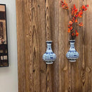 Set of Two Blue and White Porcelain Wall Vases for Flowers – Handmade Chinoiserie Ceramic Wall Mounted Flower Vase, Decorative Hanging Vases for Living Room, Bookshelf & Indoor Décor by CozyNest Decor
