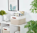 DECOMOMO Storage Bins Fabric Storage Baskets for Shelves, Linen Closet Organization Toys Nursery (Beige and White, Large - 1 Pack) by CozyNest Decor