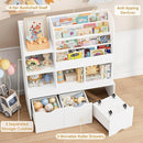 FOTOSOK 47'' Kids Bookcase and Bookshelf, Multifunctional Bookcase with 5 Storage Cubbies and 3 Movable Drawers, Toy Storager Display Stand, Toy Storage Organizer for Bedroom, Playroom, Hallway, White by TinyTreasures Baby Boutique