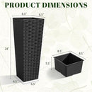 JUMMICO Set of 2 Resin Rattan Tall Planters for Outdoor Plants, Large Tapered Planters with Drainage Holes&Inner Trays, Flower Pots for Garden, Patio, Porch, Backyard (Black, 24'') by CozyNest Decor