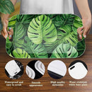 Serving Trays with Handles, 14.5 x 9.8 inch Rectangular Plastic Tray for Restaurant, Kitchen, Tropical Leaf Pattern Monstera in The Style by CozyNest Decor