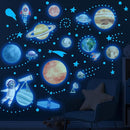 Watercolor Solar System Wall Decals, Glow in The Dark Stars, Kids Planets Sticker for Ceiling, Astronaut Wall Stickers for Bedroom（Blue） by TinyTreasures Baby Boutique