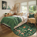Moynesa Machine Washable Round Rug, 6ft Circle Area Rug for Living Room Non Slip, Ultra Thin, Soft, Indoor Boho Bird Dark Green 6'x6' Carpet for Bedroom Office Under Table Kid Playroom by TinyTreasures Baby Boutique
