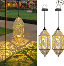 Outdoor Solar Lanterns Waterproof Fairy Moon Garden Gifts for Women Mom12.4‘’ Metal Garden Lanterns Hanging Light for Patio Backyard Decorations, Mothers Day Birthday Gifts (Gold White,2Pack) by GreenHaven Gardens