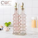 COOK WITH COLOR Glass Olive Oil Bottle Dispenser - 2 Pack- 17oz Oil and Vinegar Cruet - Olive Oil Carafe Decanter for Kitchen by CozyNest Decor