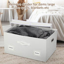 75 Quarts Extra Large Decorative Storage Bins with Lids, 1 Pack White Collapsible Storage Bins with Lids, Stackable Storage Bins Decorative Box Storage With Lid Extra Large by TinyTreasures Baby Boutique