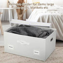 75 Quarts Extra Large Decorative Storage Bins with Lids, 3 Packs White Collapsible Storage Bins with Lids, Stackable Storage Bins Decorative Box Storage With Lid Extra Large by CozyNest Decor