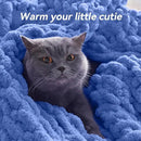 Chunky Knit Throw Blanket, 30''*40'' Knitted Throw Chenille Yarn for Bed Couch, Handmade Light Blue Crochet Big Thick Blanket, Machine Washable Cute Comfy Blanket for Home Decor by CozyNest Decor