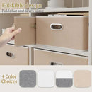 Yawinhe Fabric Storage Bins with Handles, Foldable Baskets for Shelves, Cubes with 3 Handles, Large Boxes for Clothes, Beige, 16.9''Lx11.8''Wx10.2''H, 4-Pack by CozyNest Decor