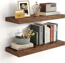 Heimlove 24 inch Floating Shelves for Wall,9.3 inch deep Brown Bathroom Over Toilet Shelf,Wall Mounted Rustic Wood Shelves for,Bedroom,Living Room,Kitchen,Office Decor Set of 2-Brown by CozyNest Decor