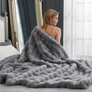 Cozy Bliss Faux Fur Throw Blanket for Couch, Fuzzy Soft Plush Thick Bubble Blanket for Sofa Bedroom Living Room,50 * 60 Inches Light Grey by CozyNest Decor