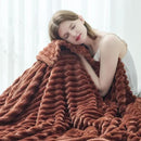 NEWCOSPLAY Super Soft King Blanket Coffee Premium Silky Flannel Fleece 3D Ribbed Jacquard Lightweight Bed Blanket All Season Use (Coffee Ribbed, King(90"x110")) by CozyNest Decor