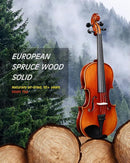 Aileen Solid Wood Violin 4/4 Full Size for Adults and Kids Age 12+, Fiddle Set for Beginners Student, Professional Violin Starter Kit with 12 Accessories (Selected European Solid Spruce and Maple) by TinyTreasures Baby Boutique