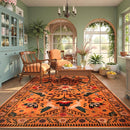 Moynesa Boho Area Rugs 9x12 Living Room, Machine Washable Ultra Thin Soft Bedroom Rug, Indoor Bird Floral Pattern Print Large Orange Carpet for Hardfloor Dining Room Under Table Playroom by TinyTreasures Baby Boutique