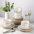 GBHOME Ceramic Dinnerware Sets, 24 pcs Embossed Elegant Stoneware Plates and Bowls Sets, Housewarming Wedding Gift | Dishwasher & Microwave Safe | Dishes Set Service for 8 by CozyNest Decor