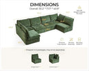 Oversized Modular Sofa Comfy Cloud Couch with Storage, Extra Deep Plush Sectional Sofa Set for Living Room, Covers Washable, Chenille, Olar (Green, 6-Seater with 2 Corners, u-Shaped) by CozyNest Decor