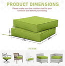 Patio Chair Cushions 24 X 24 X 5 Inch Waterproof Outdoor Seat Cushions for Patio Furniture, Outdoor Sofa Couch Pads with Ties & Handle, Set of 2, Grass Green by GreenHaven Gardens