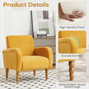 Chenille Fabric Accent Chair, Upholstered Armchair with Solid Wood Legs, Modern Living Room Accent Chair, Comfy Single Sofa Chair Reading Club Chair for Bedroom Reception Lounge, Yellow by CozyNest Decor