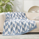 Snuggle Sac Chevron Throw Blanket for Couch, Reversible Super Soft Warm Blankets Cozy Knit Fuzzy Plush Lightweight Throws for Sofa, Bed, Camping, Blue, 50x60 inches by TinyTreasures Baby Boutique