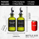 Green Glass Olive Oil Dispenser Bottle For Kitchen By Verpsace,Avocado Oil Dispenser Set, Modern Decor, Gold Kitchen Accessories for Home, Airbnb, Cafe (Black, Set of 2) by CozyNest Decor