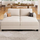 Nolany Corduroy Sectional Couch with Storage Ottoman, Sleeper Sectional Sofa, Modular Sectional Couches for Living Room, Beige by CozyNest Decor