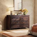 WLIVE Farmhouse 6 Drawer Dresser for Bedroom, 53.07'' Wide Wood Dresser, Storage Organizer with Double Rustic Handle, TV Stand for 60 inch TV, Chest of Drawers for Living Room, Hallway, Brown by CozyNest Decor