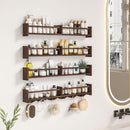 34Inch Nursery Bookshelves,Set of 4,Wall Floating Shelf Kids Coat Rack with 6Hooks,Hanging Book Shelf for Baby Nursery Room Décor (Dark Brown, 34) by TinyTreasures Baby Boutique