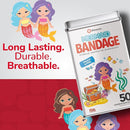 BioSwiss Bandages, Mermaid Shaped Self Adhesive Bandage, Latex Free Sterile Wound Care, Fun First Aid Kit Supplies for Kids, 50 Count by TinyTreasures Baby Boutique
