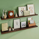 Floating Picture Ledge Shelves 48 Inch Solid Oak Wood Set of 2, Rustic Wall Storage Shelves with Lip, Kids Bookshelf, Photo & Picture Ledge Shelves for Bedroom, Living Room, Kitchen by CozyNest Decor