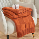 CozeCube Check Knit Throw Blanket, Rust Orange Checkered Throw for Couch, Decorative Christmas Soft Cozy Warm Knitted Blanket for Bed Sofa Living Room, 50"X60" by CozyNest Decor