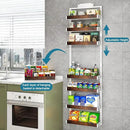 bukfen Over the Door Pantry Organizer, 8-Tier Adjustable Wooden Basket Kitchen Pantry Door Organization and Storage, 2 in 1 Wall Mount or Hanging Heavy-Duty Metal Hanging Kitchen Spice Rack,White by CozyNest Decor