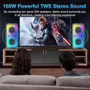 Portable Party Speaker, 80W Peak Wireless Bluetooth Speaker, PA System with LED Lights, Outdoor Bluetooth Speakers Supports for TF Card/USB, AUX in, FM, REC,TWS by TinyTreasures Baby Boutique