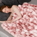 Luxury 1000GSM Faux Rabbit Fur Throw Blanket for Woman, Super Heavy Warm Cozy Blankets for Her for Couch Bed Sofa, Bubble Plush Fuzzy Elegant Soft Reversible Mink Blanket for Living Room Bedroom, Pink by CozyNest Decor