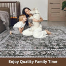 AMOAMI-4X6 Area Rugs for Living Room -Soft Vintage Bedroom Rug-Non Slip Washable Rug-Throw Rugs for Living Room Bedroom Bedside Dining Room Office Dark Grey & Black by CozyNest Decor